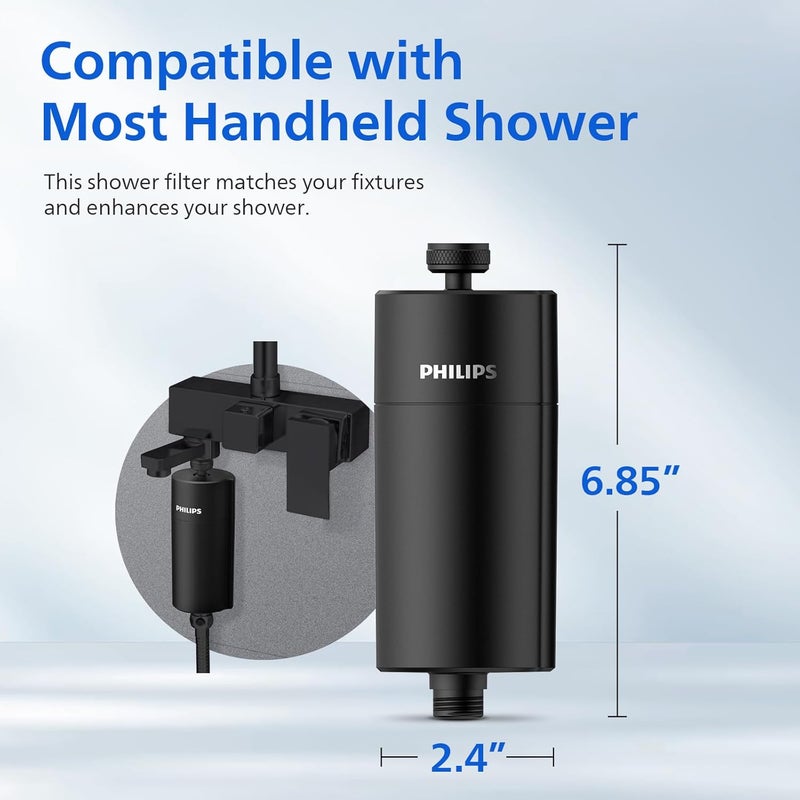 Philips Shower Filter Water Softener with Double Mesh & NSF Certified KDF Material - Black - Image 4